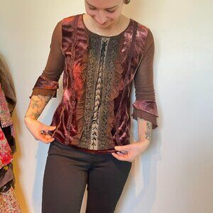 LE GRENIER SHIMMERING CRUSHED VELVET MEDIEVAL/RENAISSANCE  STYLE TOP